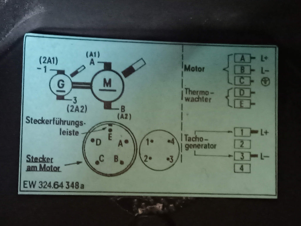 connections detail and motor power / tacho feedback wiring details