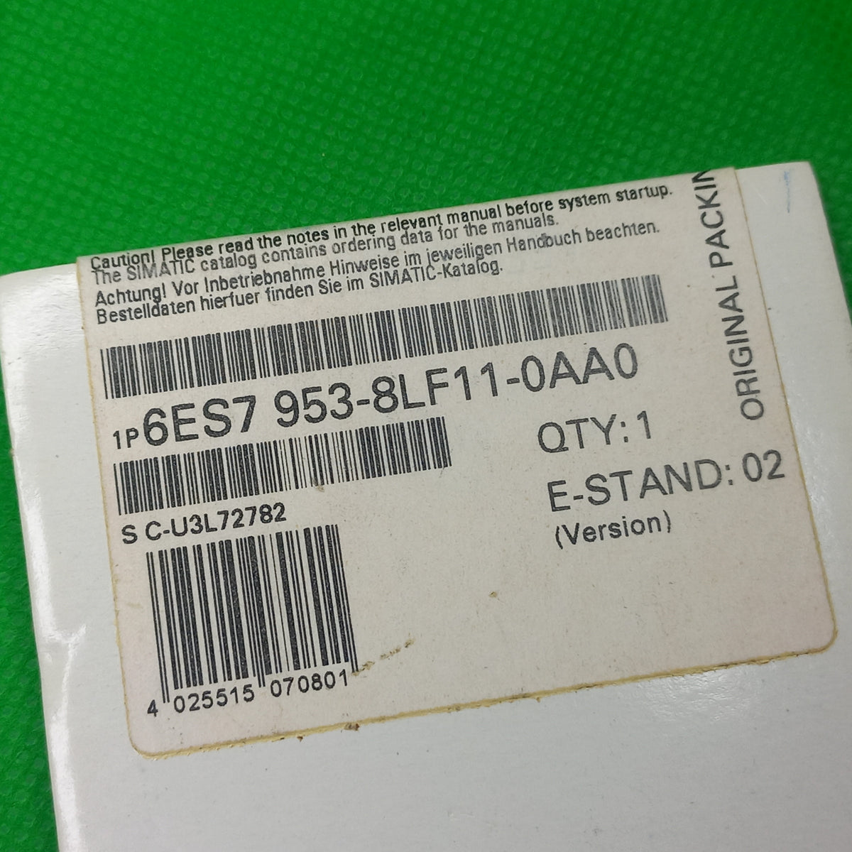 order number on original pack Siemens - 6ES 7953-8LF11-0AA0 DISCONTINUED SIMATIC S7, MICRO MEMORY CARD F. S7-300/