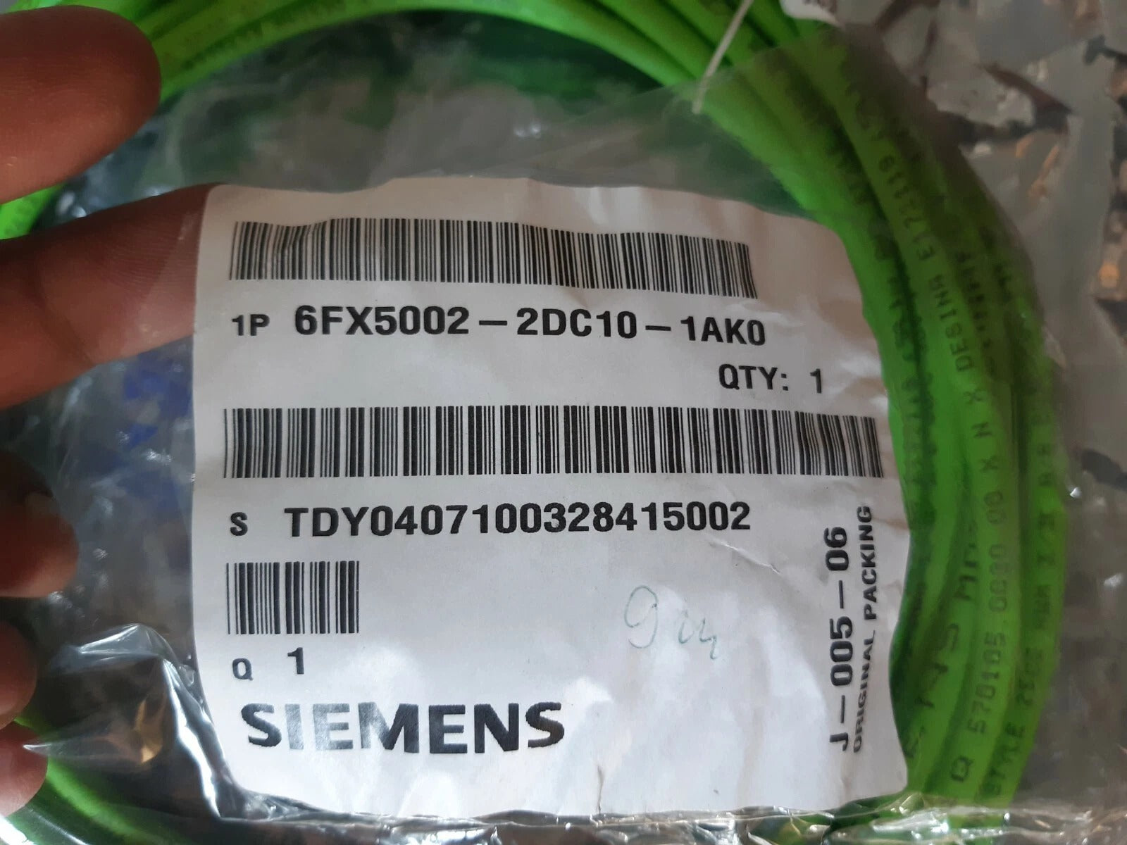 Specification sticker 6FX5002-2DC10-1AK0 ;| DriveCliq 6meter | Green Original Siemens Signal Cable