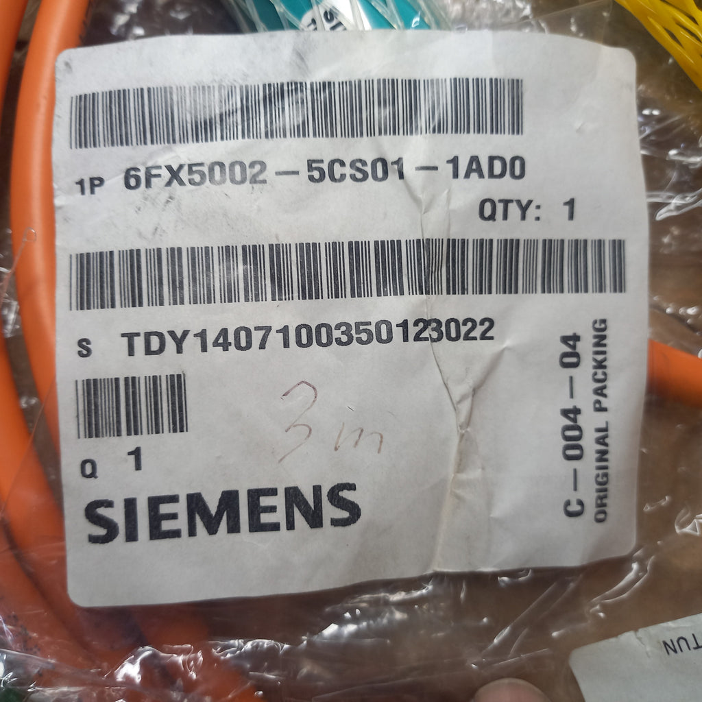 Specification sticker of 3m Power cable 6FX5002-5CS01-1AD0 POWER CABLE, PREASSEMBLED