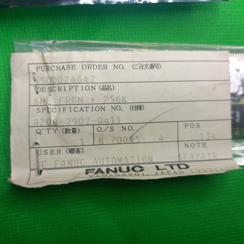 Fanuc A20B29020411 | A20B-2902-0411/01A Memory Module (FROM 6MB with 256K SRAM)