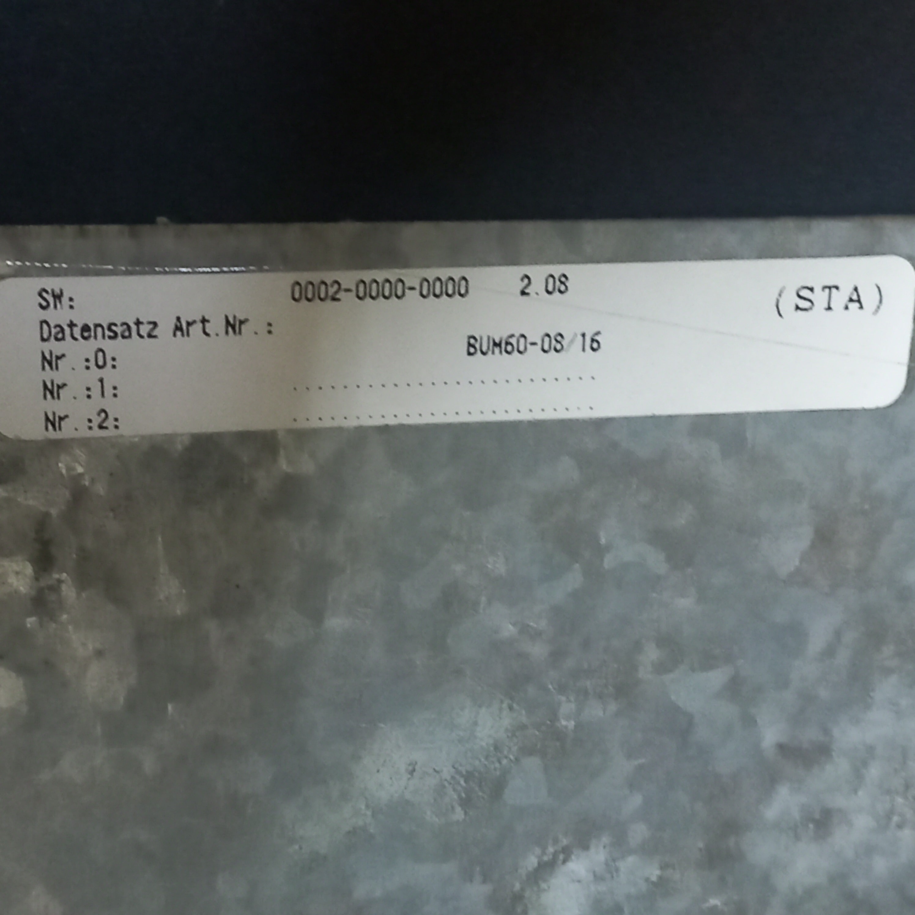 Specification sticker by the side of the controller
Nr. : 0: BUM 60-08/16