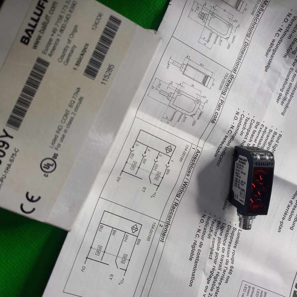 Specification sticker, sensor and datasheet of Balluff BOS6K-PU-1HA-S75-C (BOS009Y), 