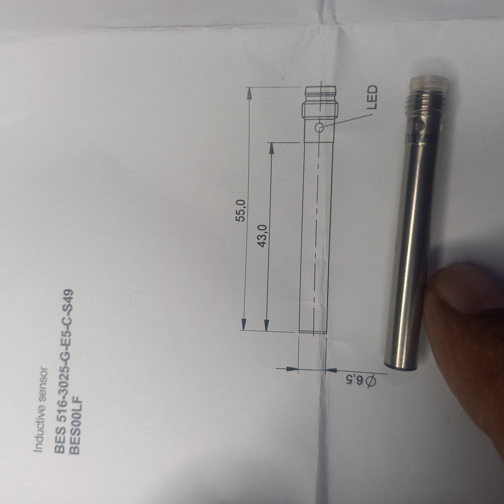 dimensions of BES00LF
BES 516-3025-G-E5-C-S49, Dia6.5, flush,sn=2mm, NPN,NC