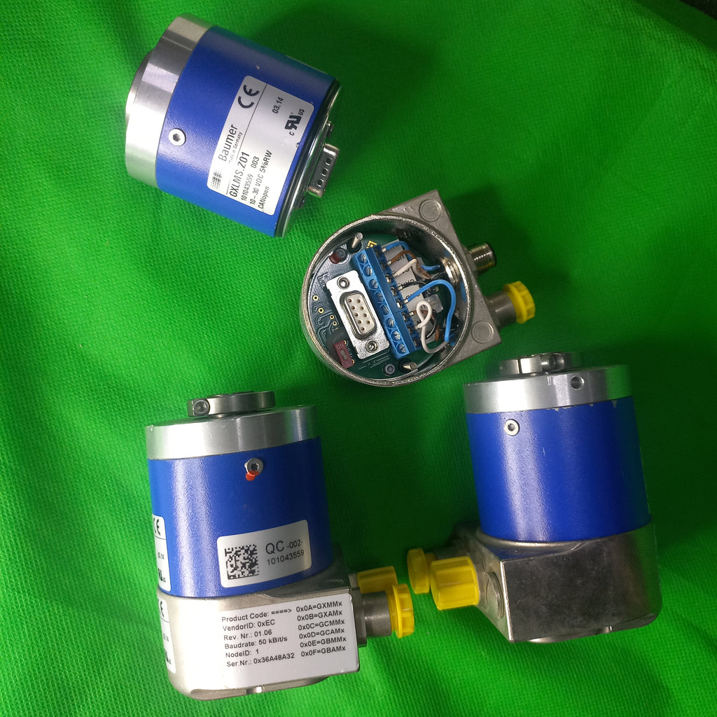 Baumer GXLMS 101043559 MultiTurn Encoder 13STx16MT Hollow 14mm,CANOpen, 2 M12 plug