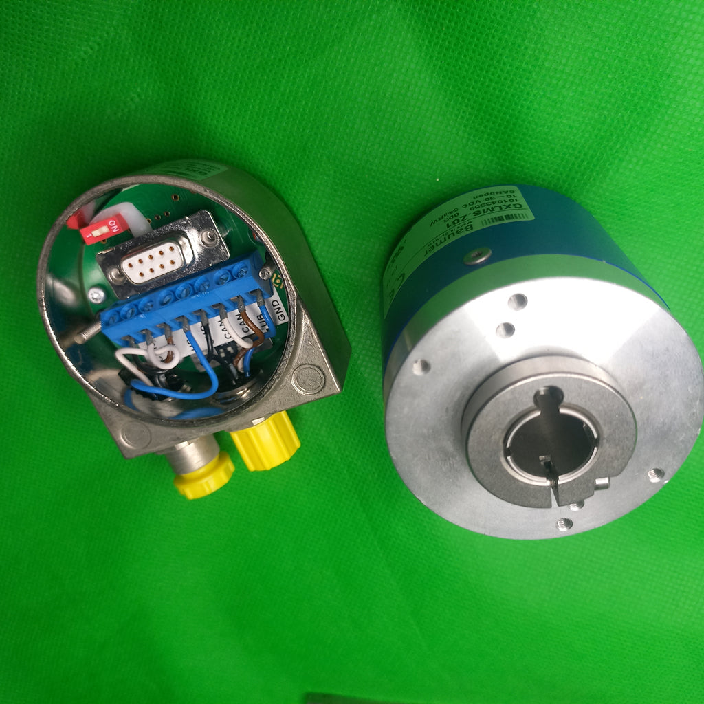 Baumer GXLMS 101043559 MultiTurn Encoder 13STx16MT Hollow 14mm,CANOpen, 2 M12 plug