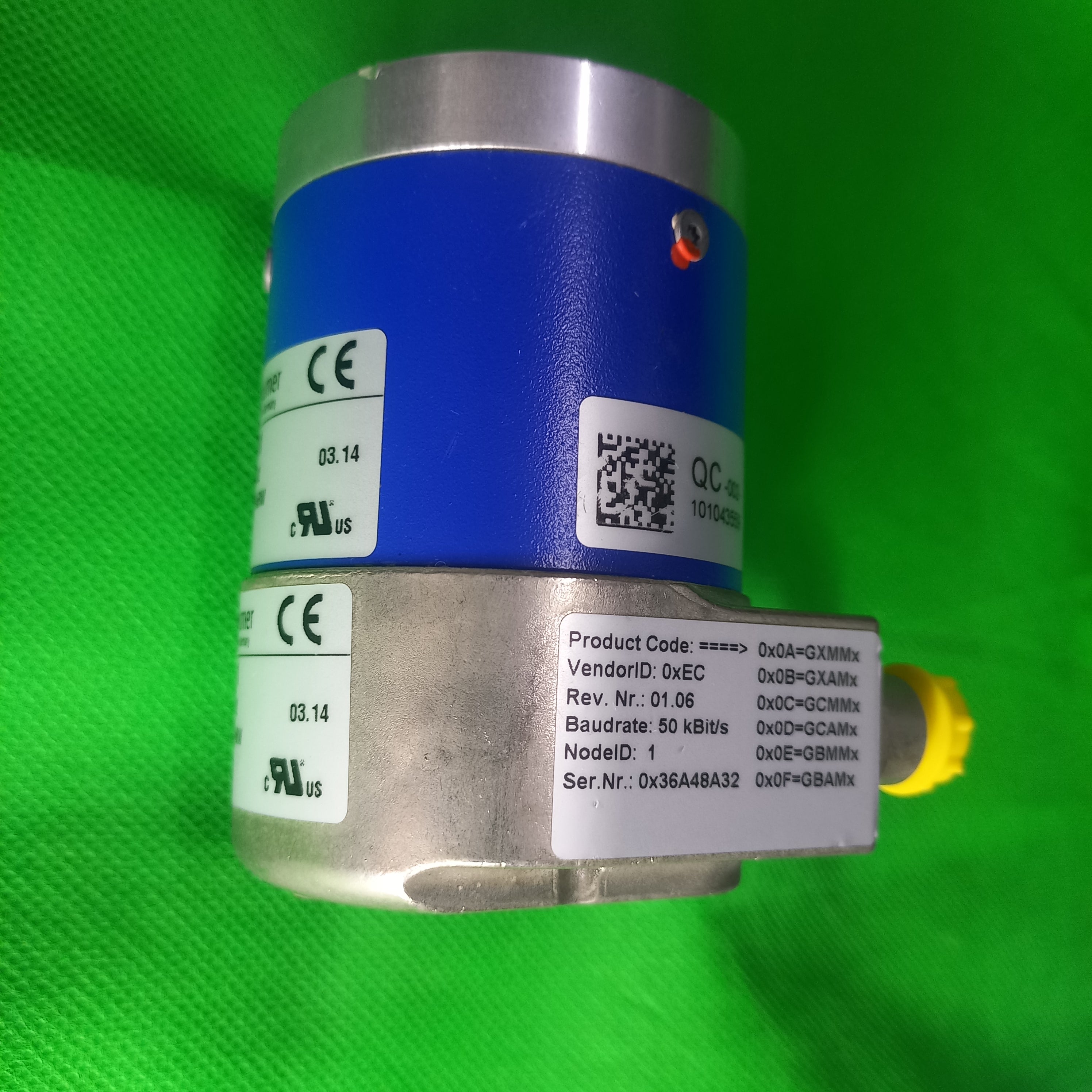 Baumer GXLMS 101043559 MultiTurn Encoder 13STx16MT Hollow 14mm,CANOpen, 2 M12 plug