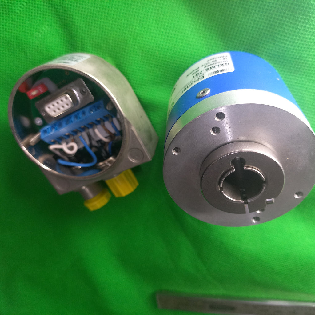 Baumer GXLMS 101043559 MultiTurn Encoder 13STx16MT Hollow 14mm,CANOpen, 2 M12 plug