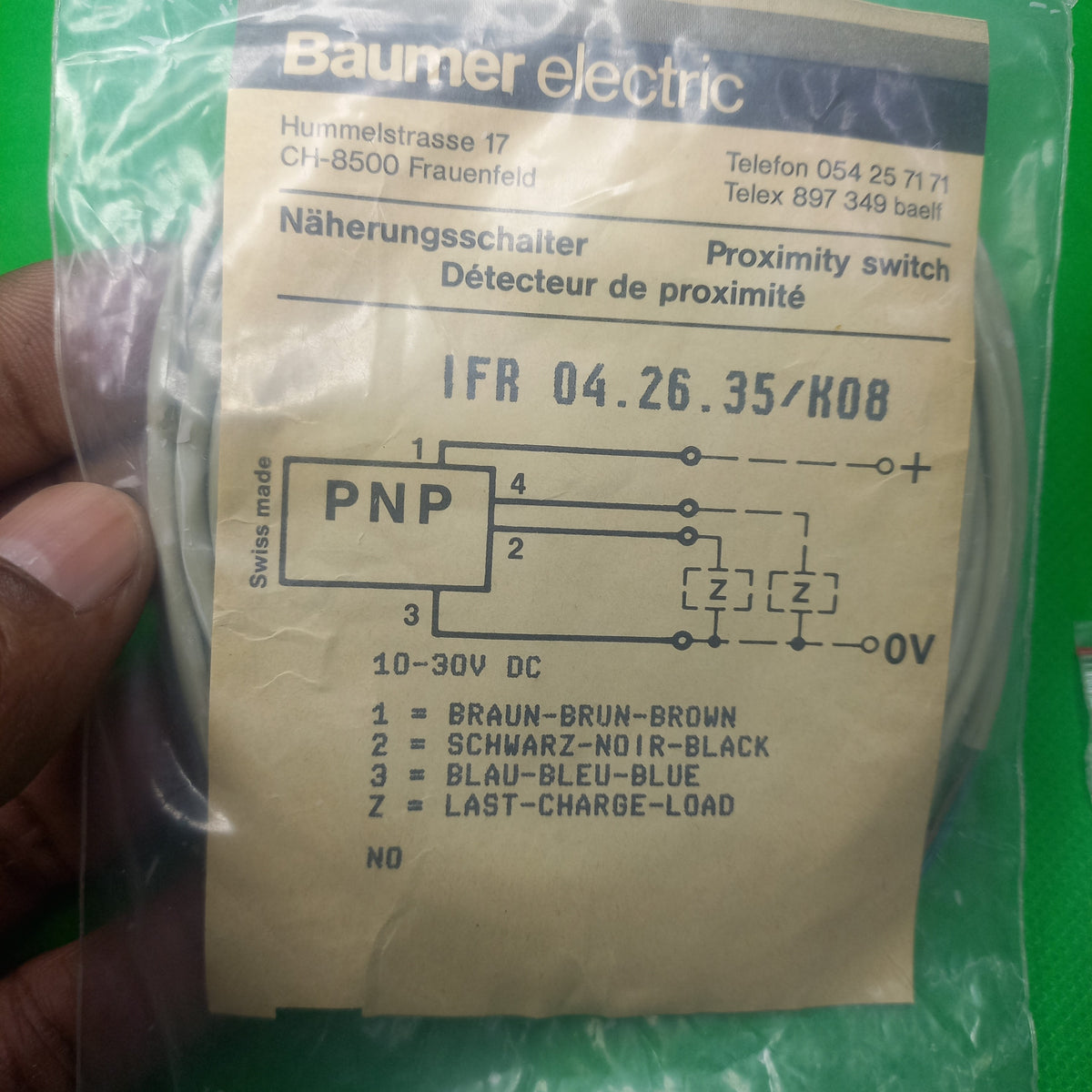 Inside main packet Baumer_IFR 04.26.35/K08 specification sticker 