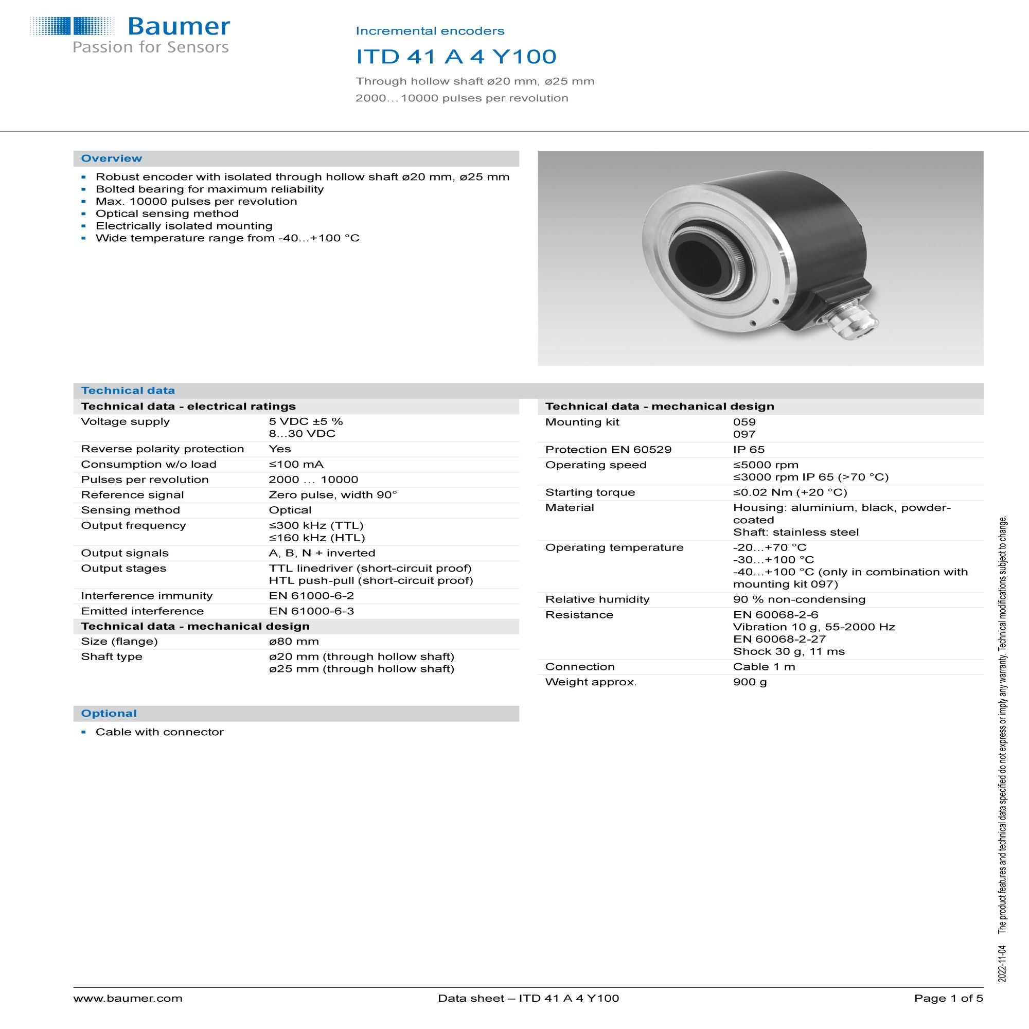 Encoder ITD 41 A 4 Y100 | Ready Stock | 2500 PPR | Hollow 25mm