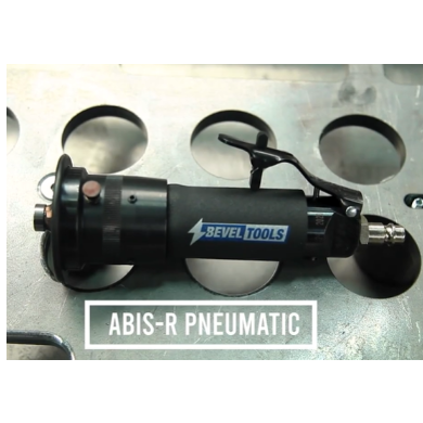 1123110 (ABIS-B) Power: 375 W 
Speed 25K rpm MAx
 Motor : Pneumatic
Weight : 1.010 Kg
Air pressure: 6.3bar Max / 91 PSI max
recommended Air flow: 25 cfm/0.71m3/min
Cutters
Available radius cutters R2 - R3 - R4
Available bevel heads 15°- 30°- 45°- 60°