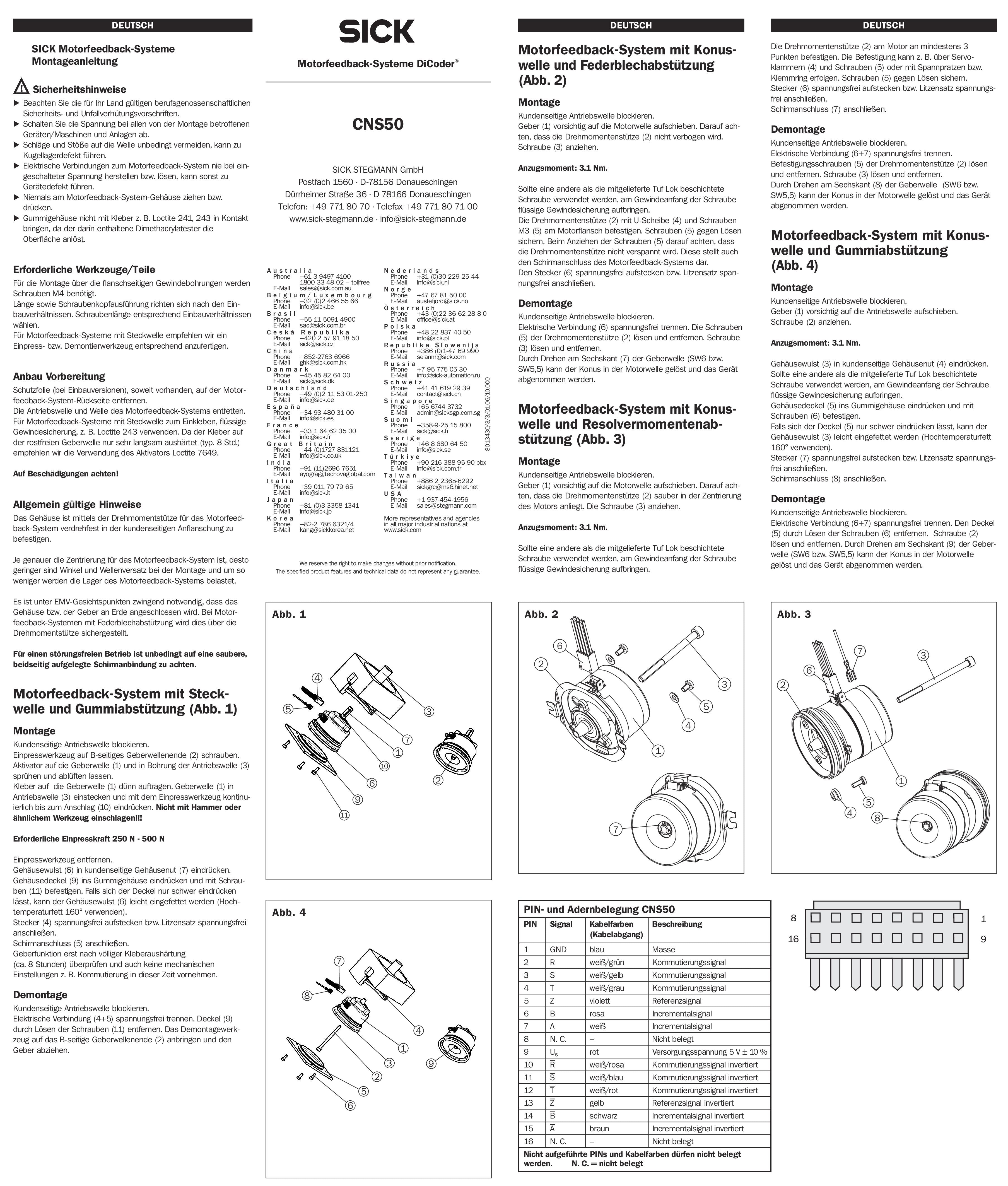 Motorfeedback CNS50 Sick Stegmann Motorfeedback CNS 50-AZA0-S05, Ident. Nr. 1033984, based on CNS50-AAA012X04 | 1033968
