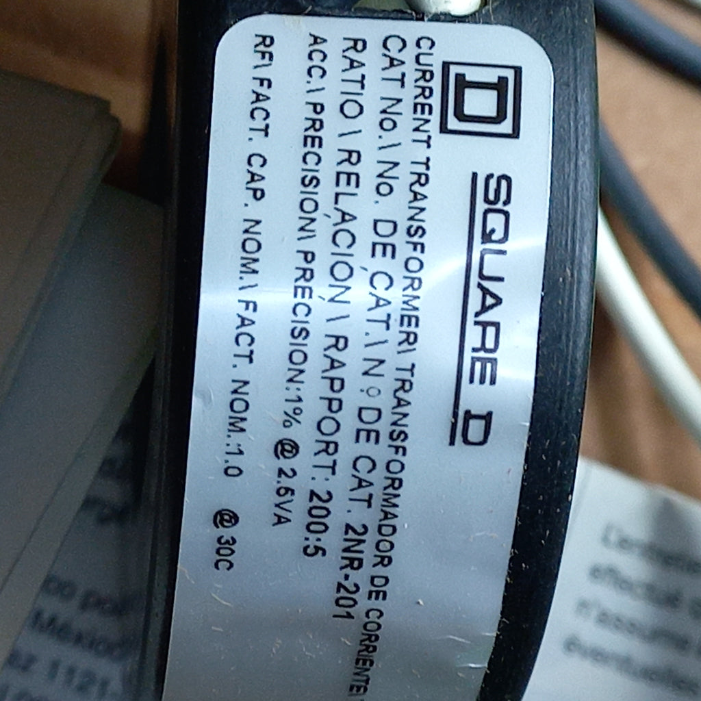 Specification sticker on the body of current transformer 2NR-201