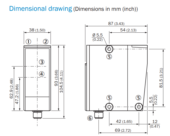 DimensiondetailsDS60P41111_Dx60_MIDRANGEDISTANCESENSORS