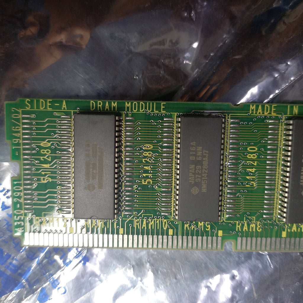 Dram Module A350-2901-T946/2 , A20B-2901-0941/02A, A350-2901-T946/2 , 
The Fanuc A20B-2901-0941/02A is a 4MB DRAM memory daughter board 