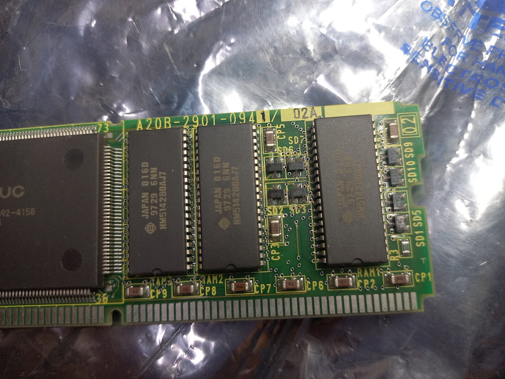 Part number on Dram Module A350-2901-T946/2 , A20B-2901-0941/02A, A350-2901-T946/2 , 
The Fanuc A20B-2901-0941/02A is a 4MB DRAM memory daughter board module manufactured by Fanuc for industrial CNC machine applications.
