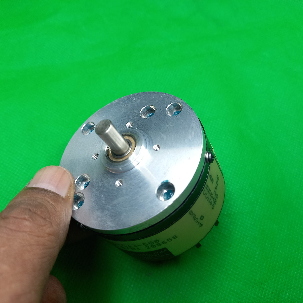 Mounting flange view of encoder Dynamics Research Corp. 77L-11-C13-500
Ch A, Ch B, ZR , +12VDC and Ground 

