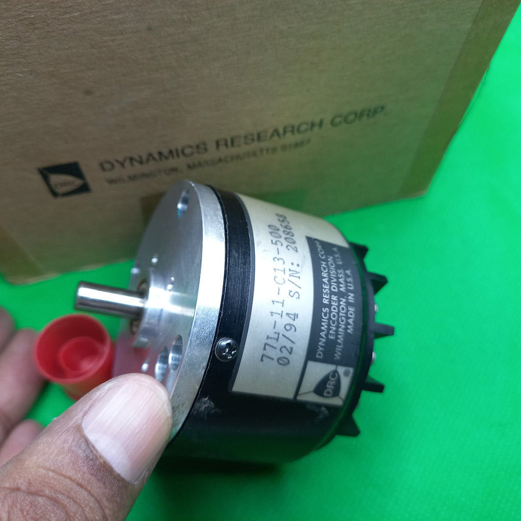 Front shaft of this encoder Dynamics Research Corp. 77L-11-C13-500
Ch A, Ch B, ZR , +12VDC and Ground 
