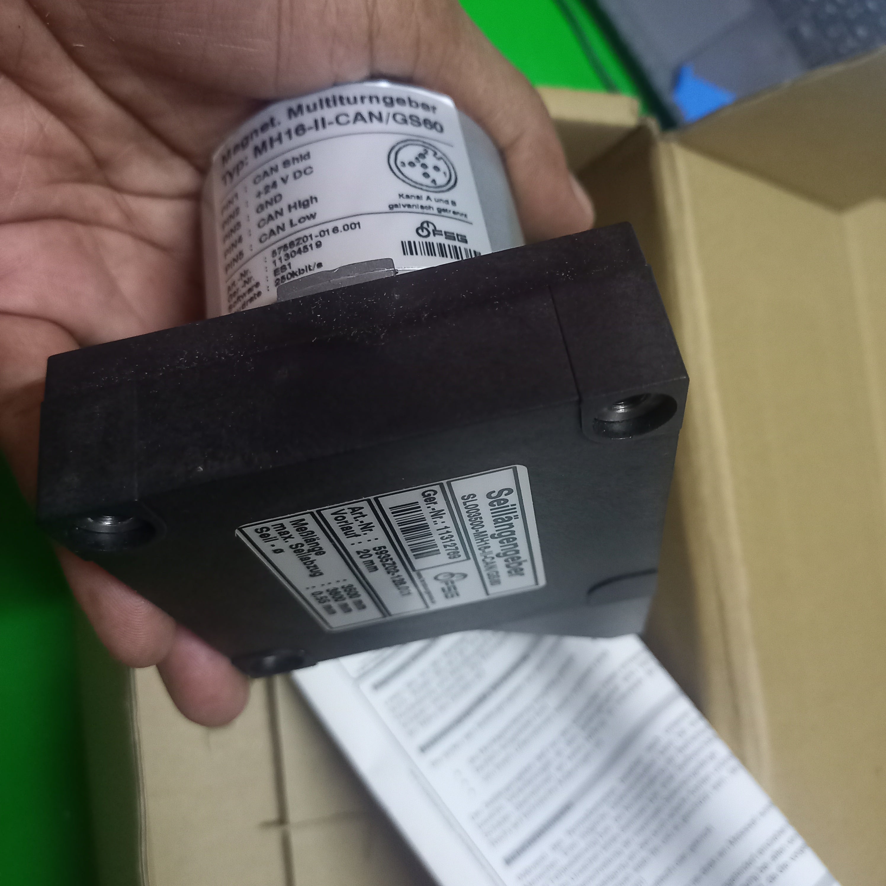 FSG Draw Wire Encoder SL3500, SL003500-MH 16-ll Fitted MH-II-GS60 Safety Encoder