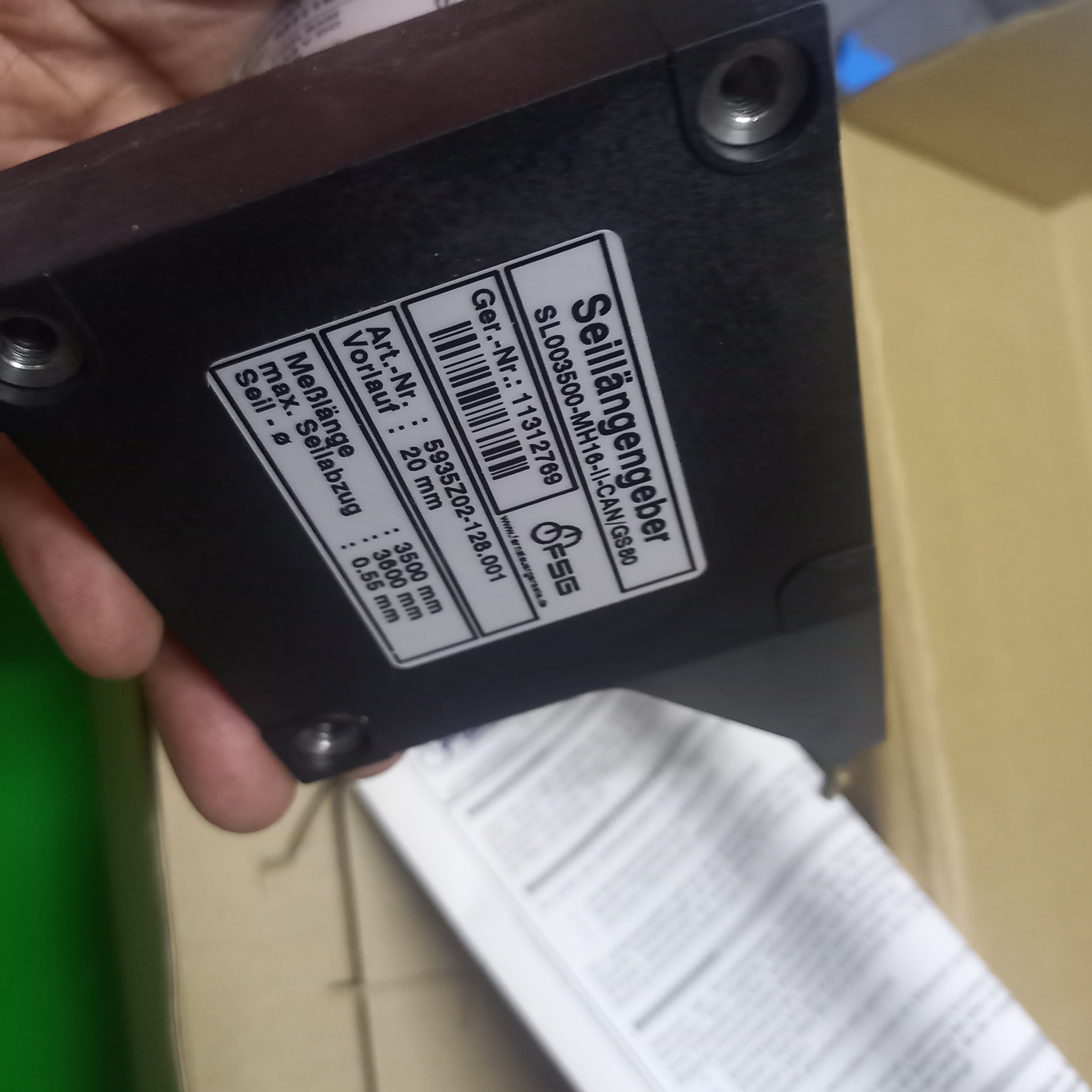 FSG Draw Wire Encoder SL3500, SL003500-MH 16-ll Fitted MH-II-GS60 Safety Encoder