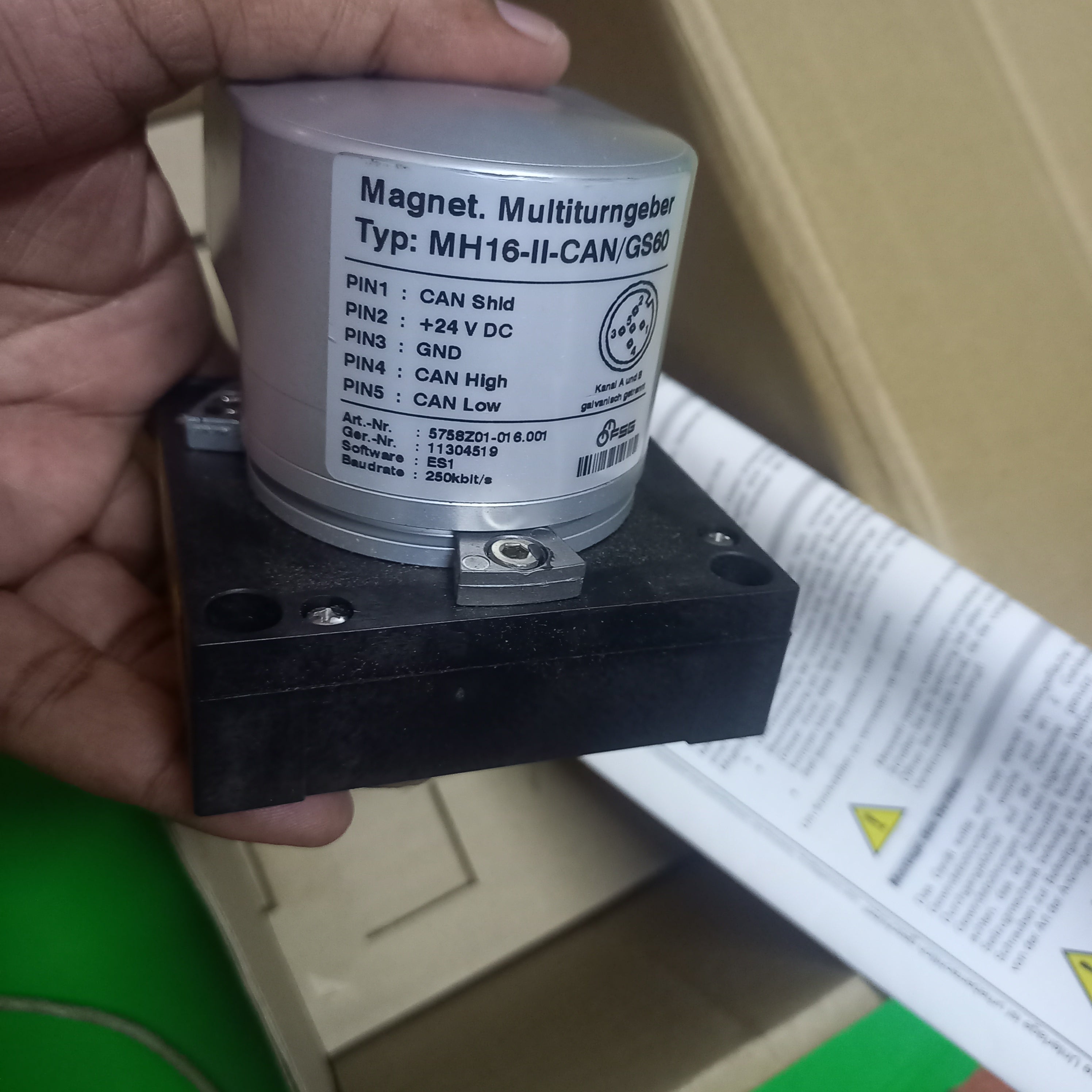FSG Draw Wire Encoder SL3500, SL003500-MH 16-ll Fitted MH-II-GS60 Safety Encoder