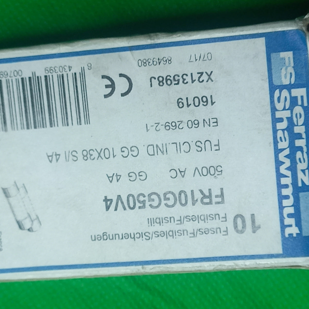 Fuse FR10GG50V4 X213598 Ferraz Shawmut Mersen | Cartridge Fuse | 10 x 38 mm | GG