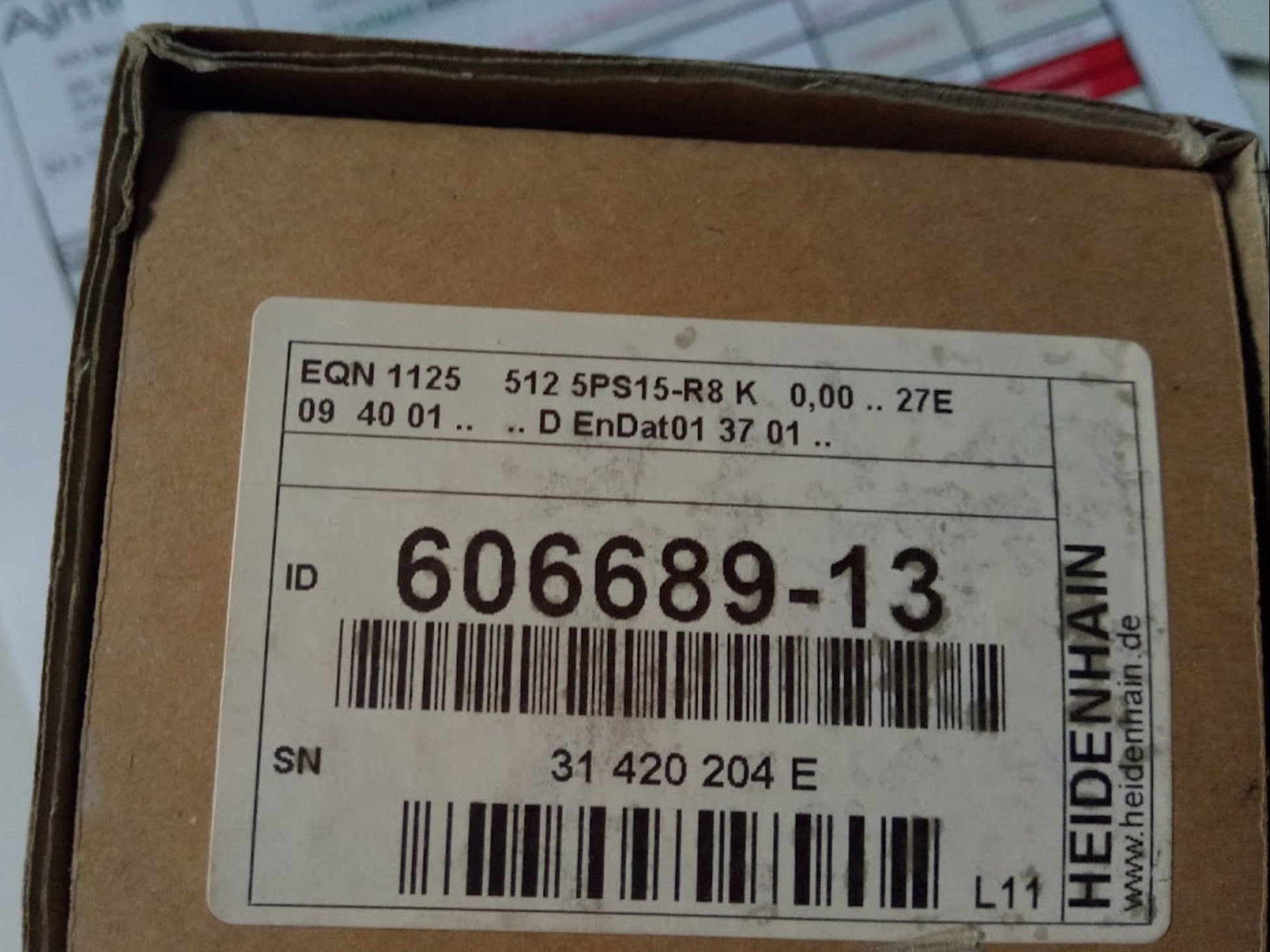 Box specification sticker EQN 1125 512 5PS15-R8, ID 606 689-13