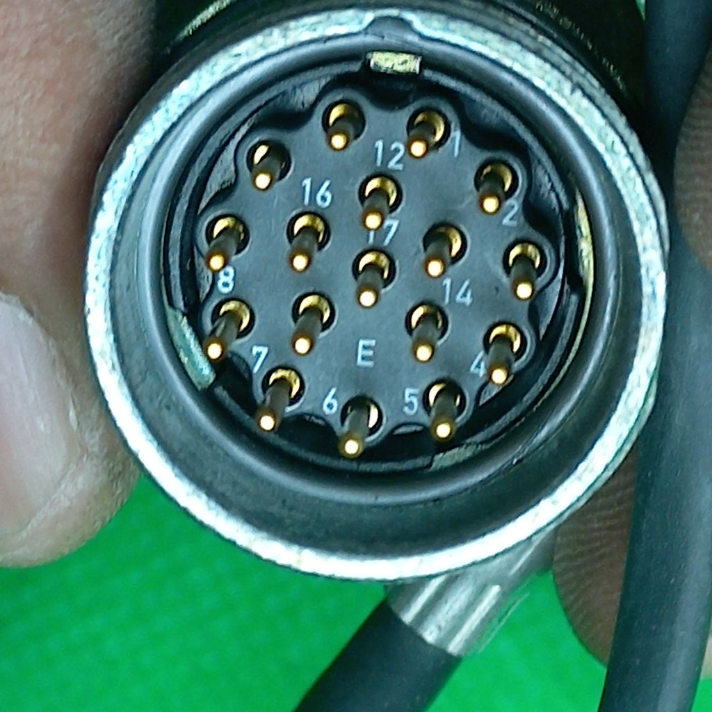 Connector view all 17 Pins clearly visible on Heidenhain Cable 332201-01&nbsp;
| AGK 40 33 0.30 90B012 68S17 BK .. 08 .. 53 0.30 -40 / + 120 01 Cable