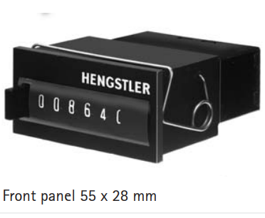 Front panel mounting version here low height HENGSTLER 0 864 465 COUNTER, 24VDC
HENGSTLER Type 864-465
Totalizing Counters for Front Panel Mounting
