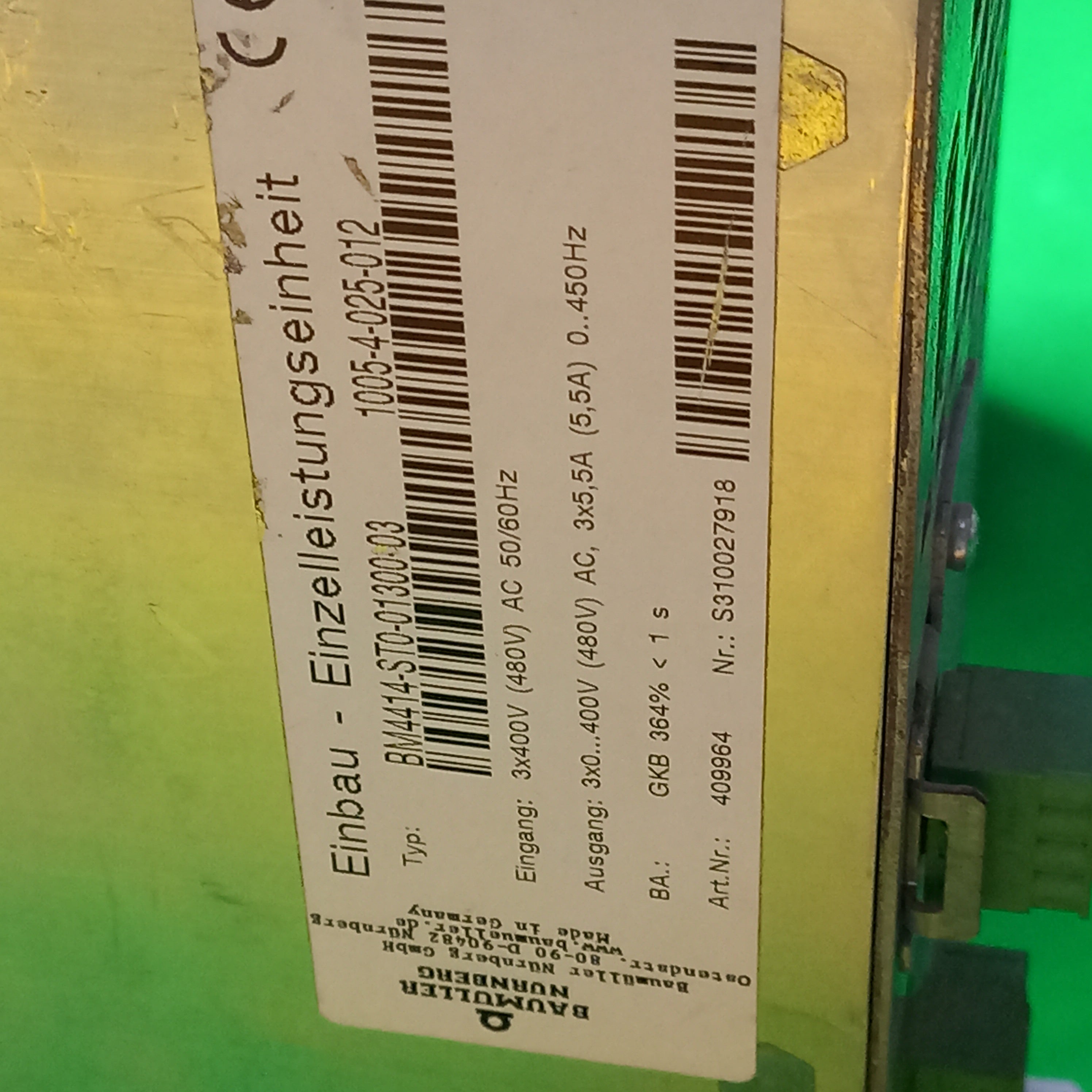BAUMULLER b maXX 4000 Drive .
BM4414-ST0-01300-03 SPECIFICATION STICKER 