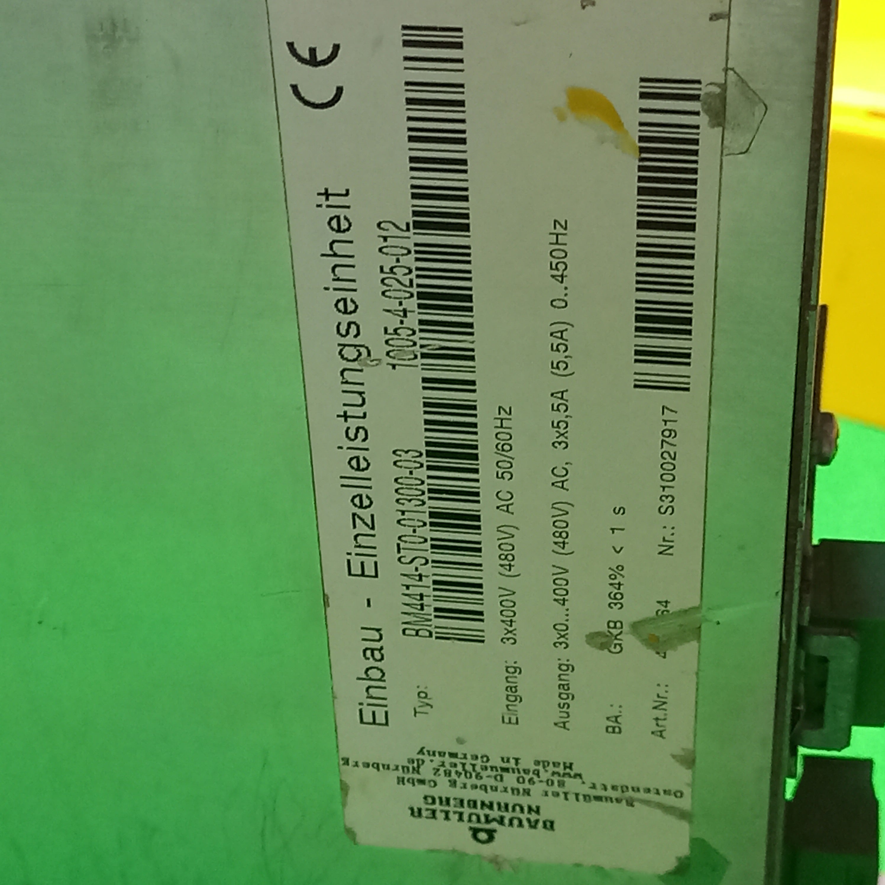 drive controller specificaiton sticker Baumuller b maXX 4000 | BM4414-ST0-01300-03 Servo Drives. 