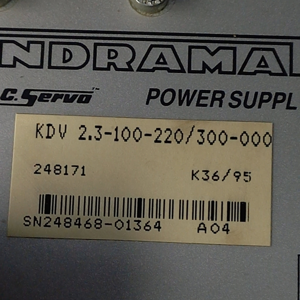 Specification sticker Indramat KDV 2.3 video features  KDV2.3-100-220/300 specification sticke fuses, connectors input output 