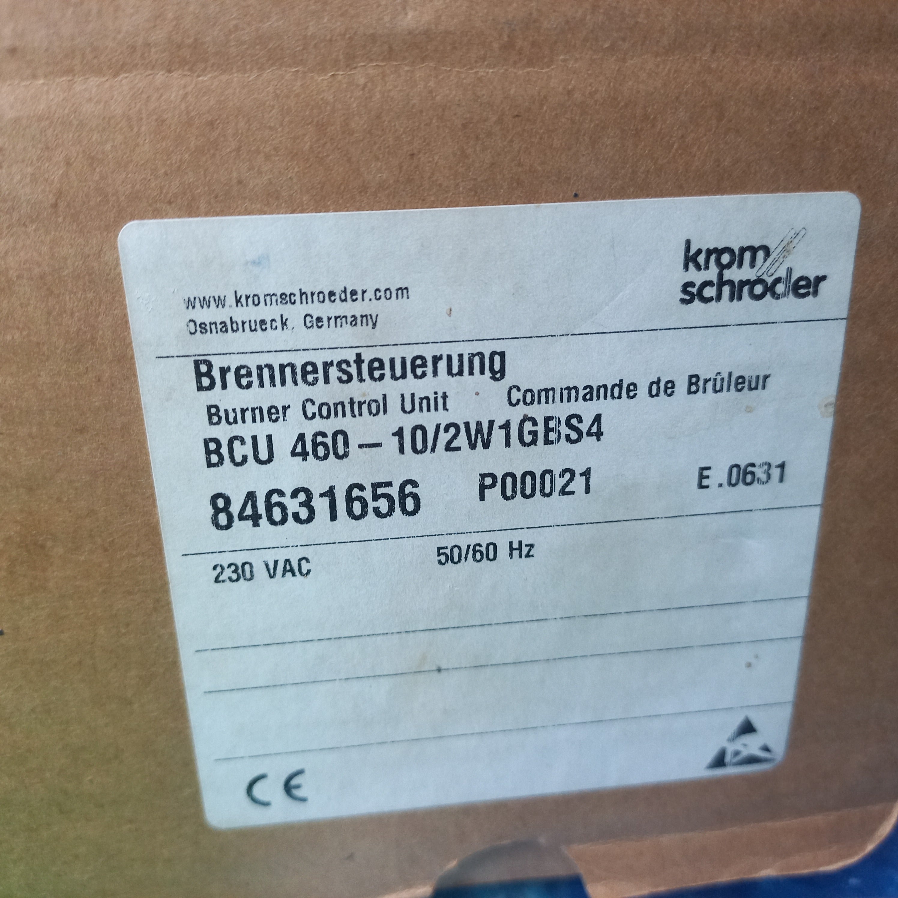 Packet photo sticker outside the box Kromschröder (NOW HONEYWELL) BCU 460 10/2W1GBS4, 84631656
For burners in intermittent operation or in continuous operation
