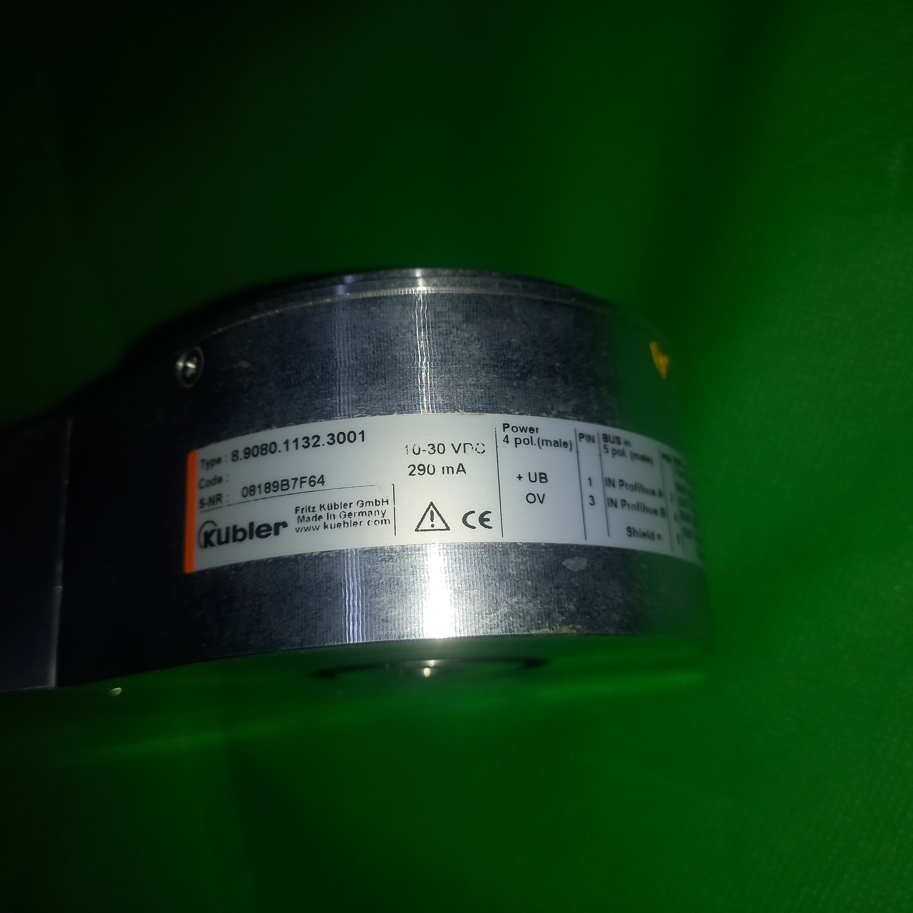Kubler 9080 Profibus DP Dia 12mm Encoder 8.9080.1132.3001, 13 bits ST x 12 bits MT