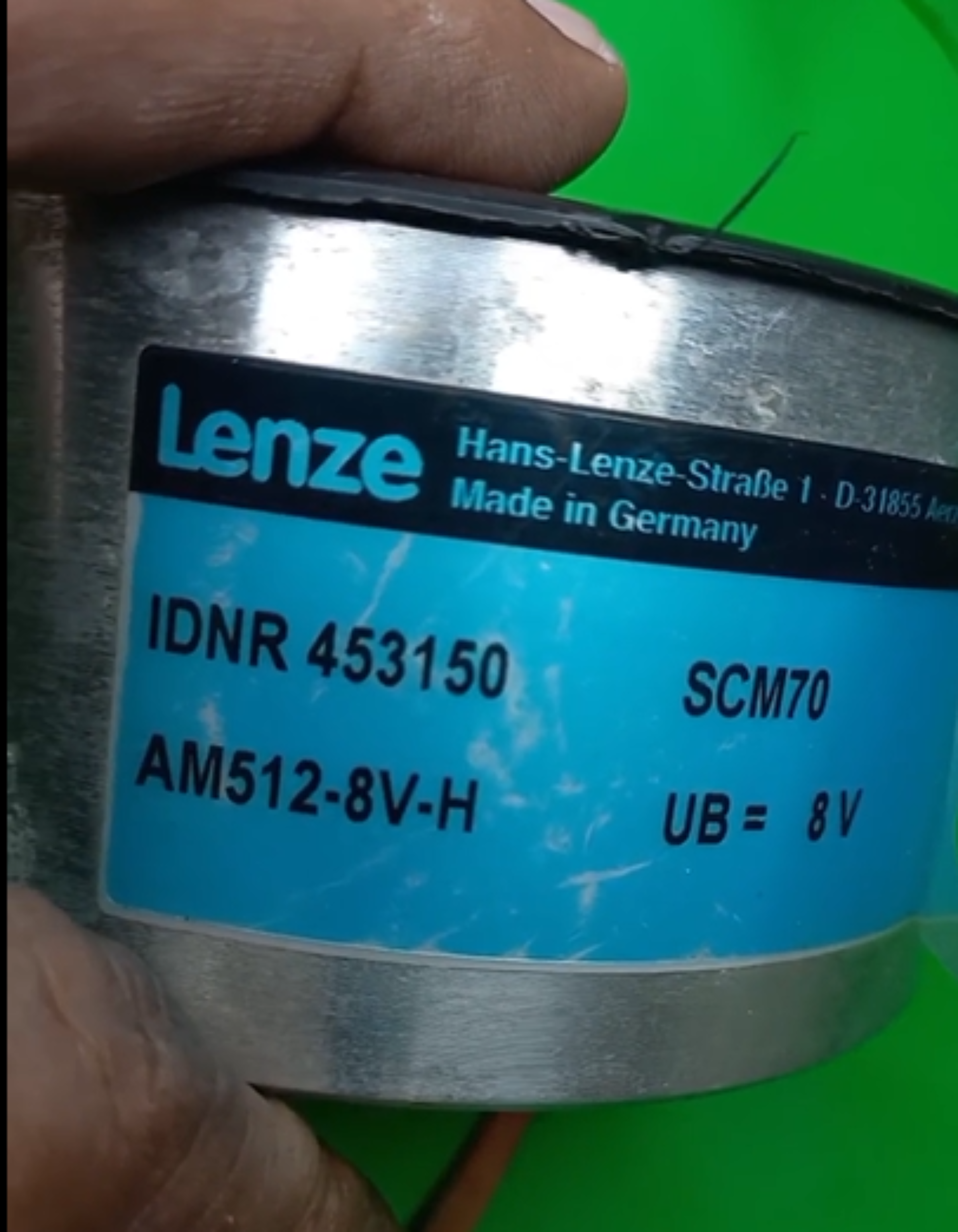 specification sticker LENZE AM512-8V-H,  IDNR 453150 
