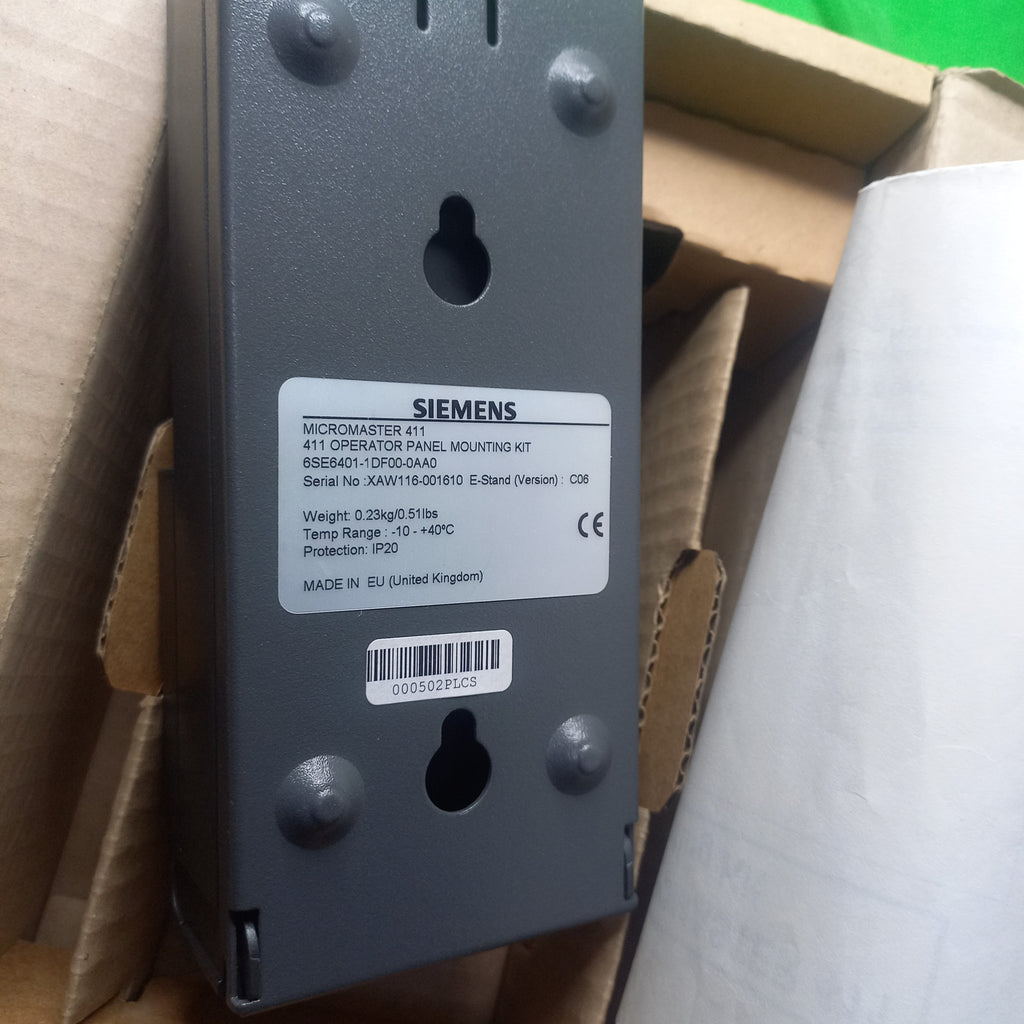 bar code and other sticker on the backside of 6SE6401-1DF00-0AA0 MICROMASTER 4 Operator panel mounting kit for MM411 and CM411 