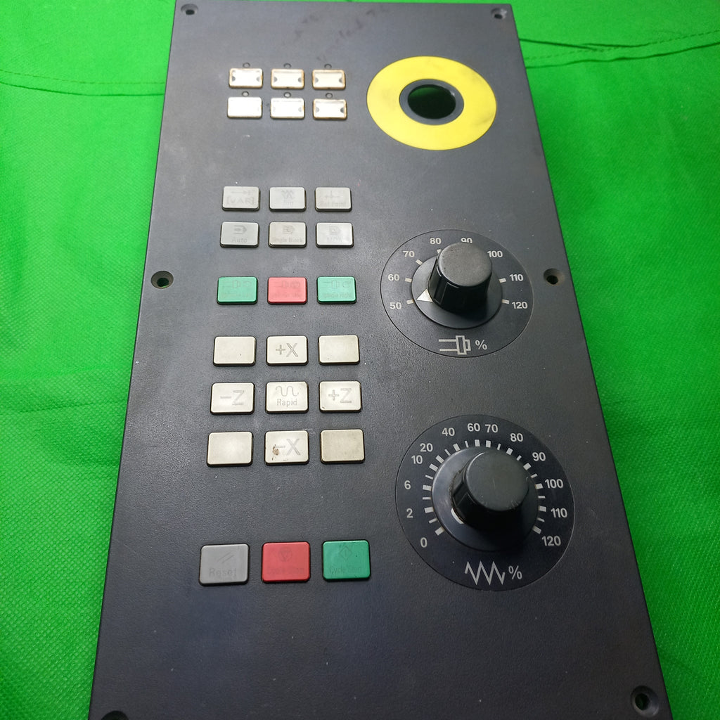 Front side of 6FC5603-0AD00-0AA2
MCP with both Rotary switches spindle override 8 Position and Feed override siwtches showing 