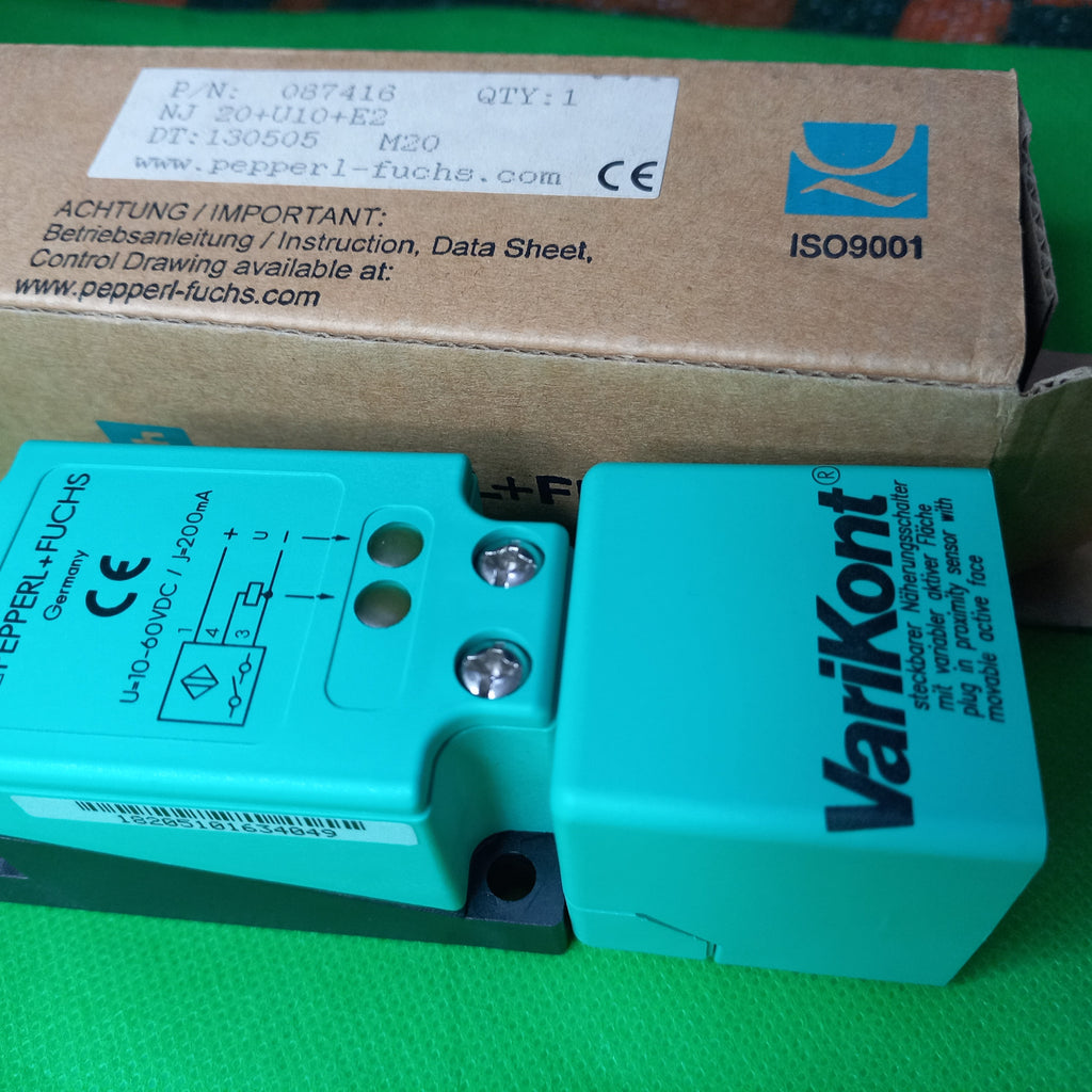 Varikont Pepperl-Fuchs, Inductive sensor_NJ20+U10+E2; 087416, PNP, NO, sn=20mm, flush