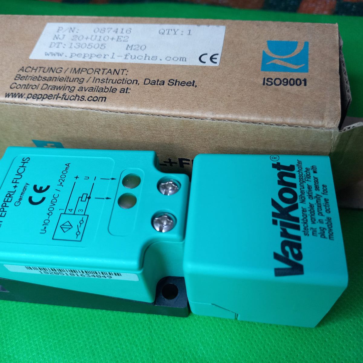 Varikont Pepperl-Fuchs, Inductive sensor_NJ20+U10+E2; 087416, PNP, NO, sn=20mm, flush
