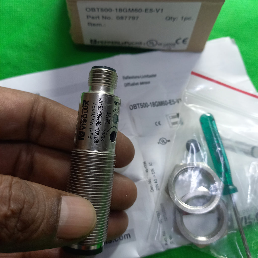Specification printed on visolux OBT500-18GM60-E5-V1, Part No. 087797_