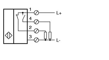 Connections of PEPPERL+FUCHS 084525 | NJ40+U1+A2 | 40mm Sense | 4 Wire- PNP complimentary