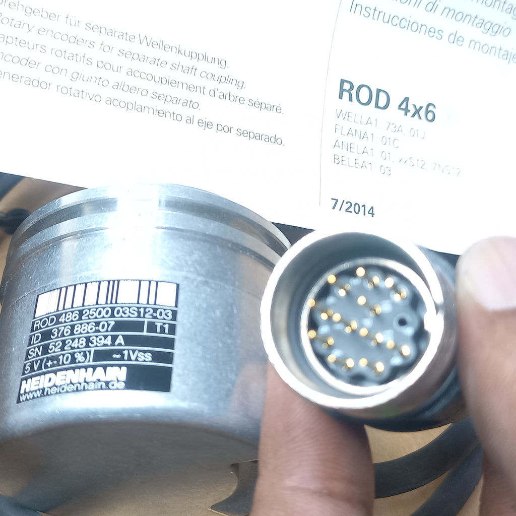 specification stcker showing part number id Heidenhain Encoder 1VSS type with cable ROD 486 2500 03S12-03  