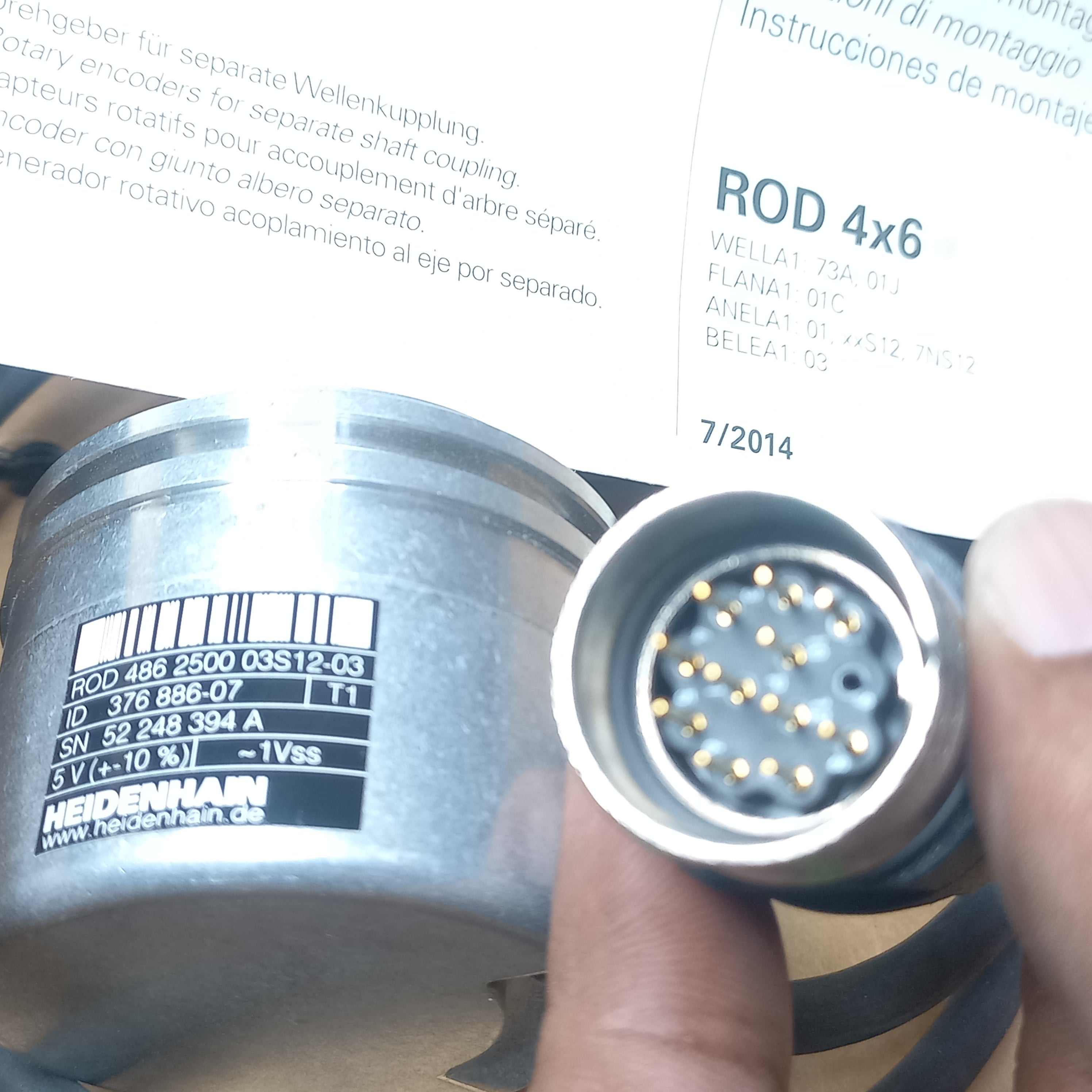 specification stcker showing part number id Heidenhain Encoder 1VSS type with cable ROD 486 2500 03S12-03  
