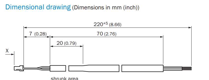 Dimensions of Cable for connecting SEK SEL encoder Whilte connector thin 8 PIn 
Type Part no.
DOL-0J08-G0M5AA3 2046873