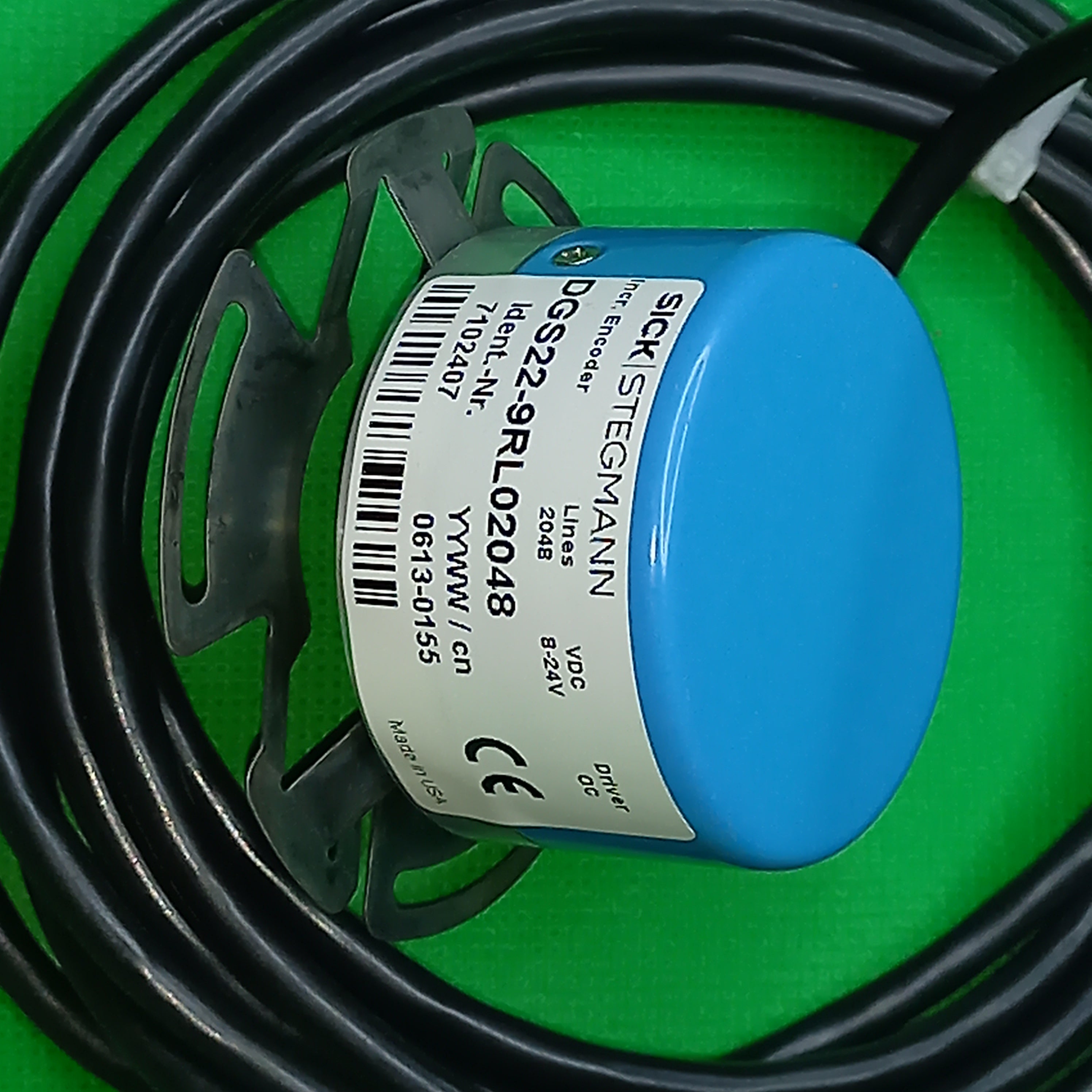 Rear view with Specification sticker for Sick DGS 22  encoder