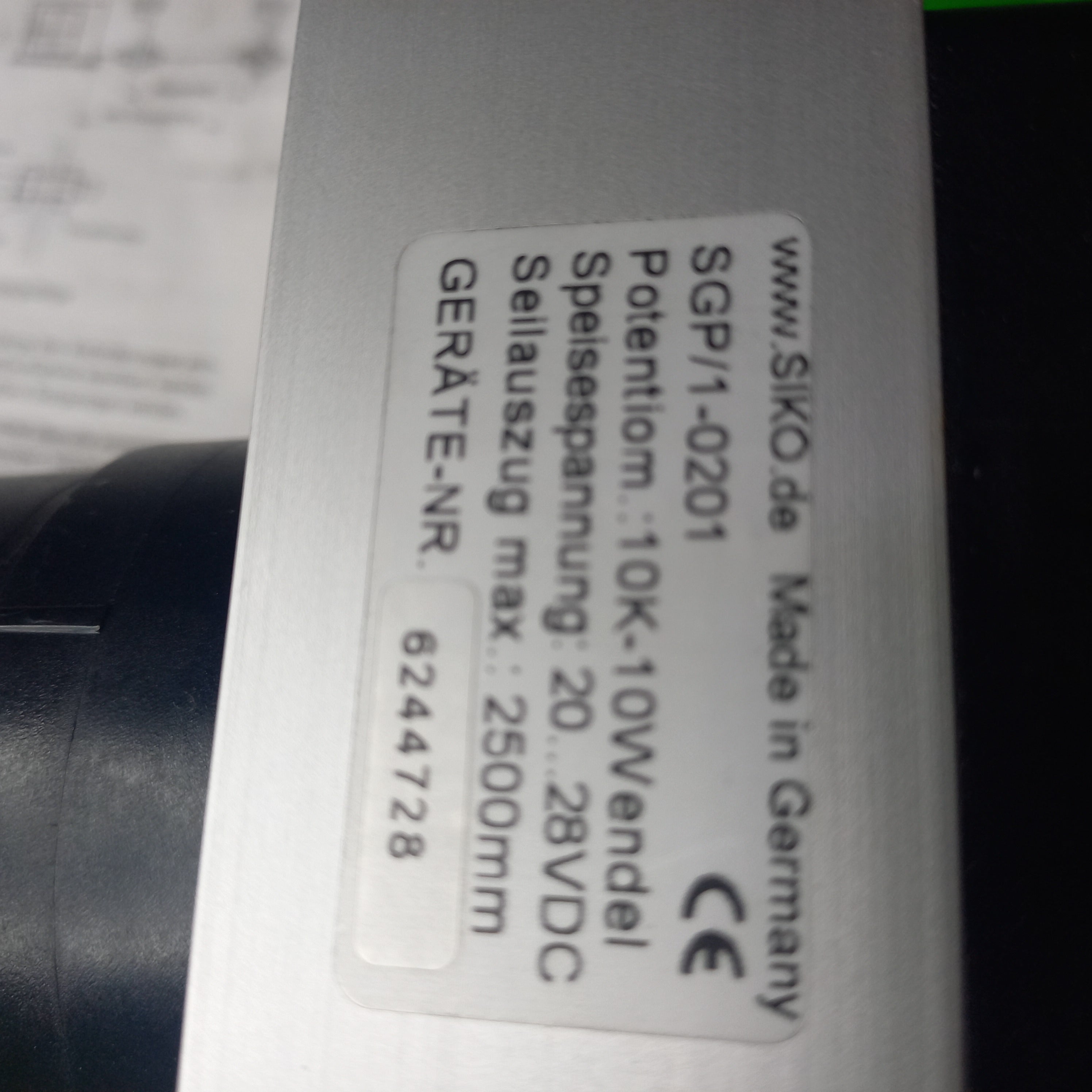 Specification sticker SIKO SGP/1
