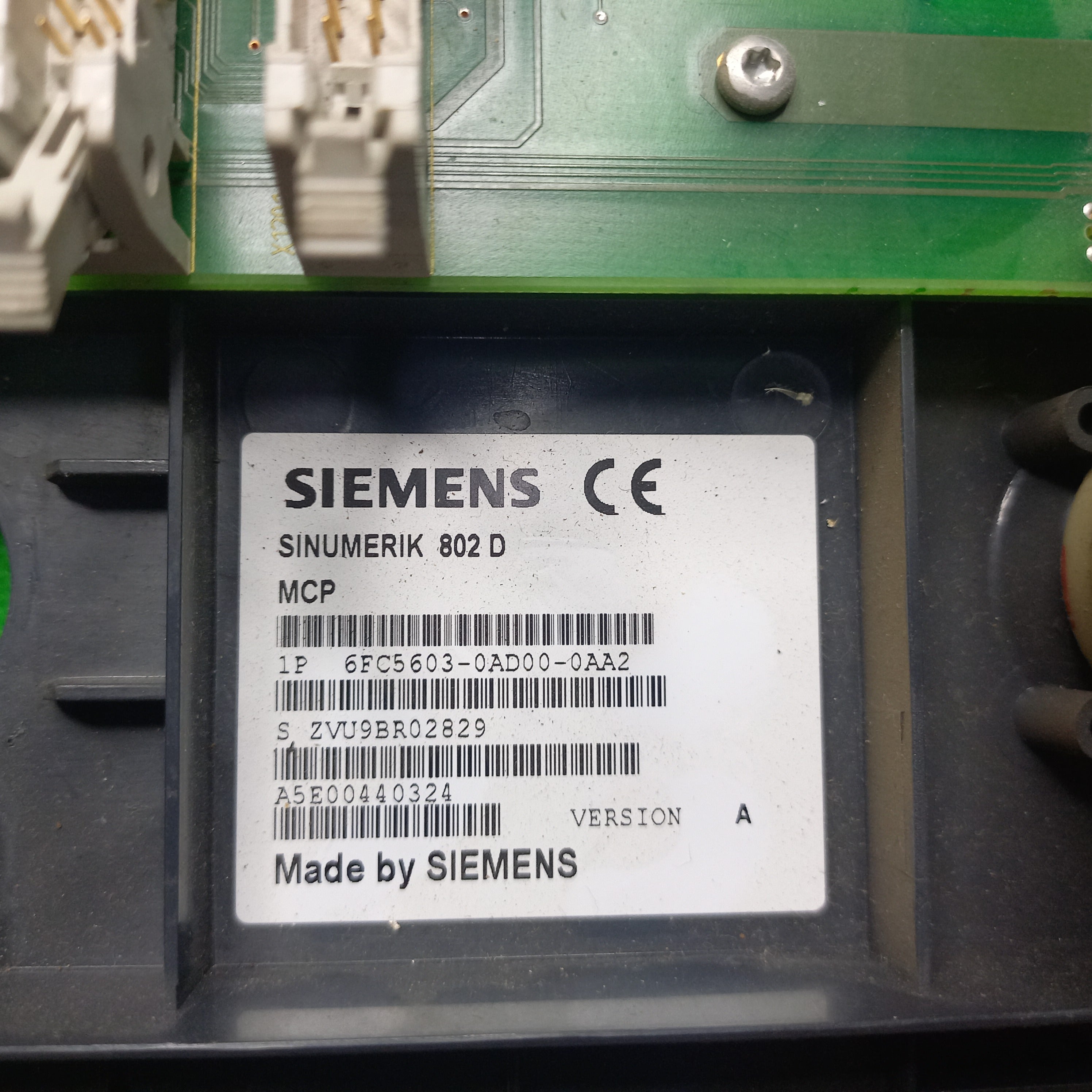 Specification sticker on 6FC5603-0AD00-0AA2
