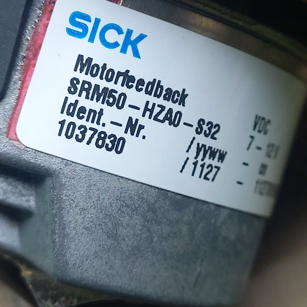 Specification sticker of Motorfeedback sickSRM50 HZA0 S32