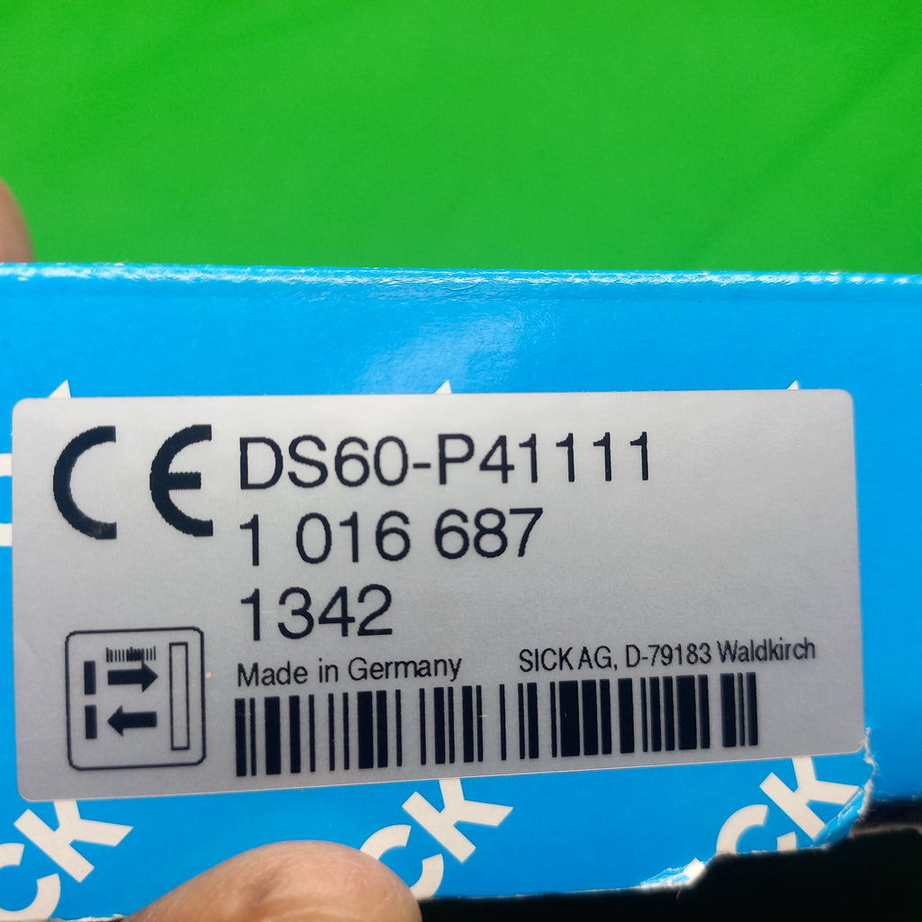 Packet Specification Sticker of 
Sick Type DS60-P41111&nbsp; Part no. 1016687 | DS60P41111 | 101 6 687 | Laser, infrared, Invertable switching output, 2xPNP