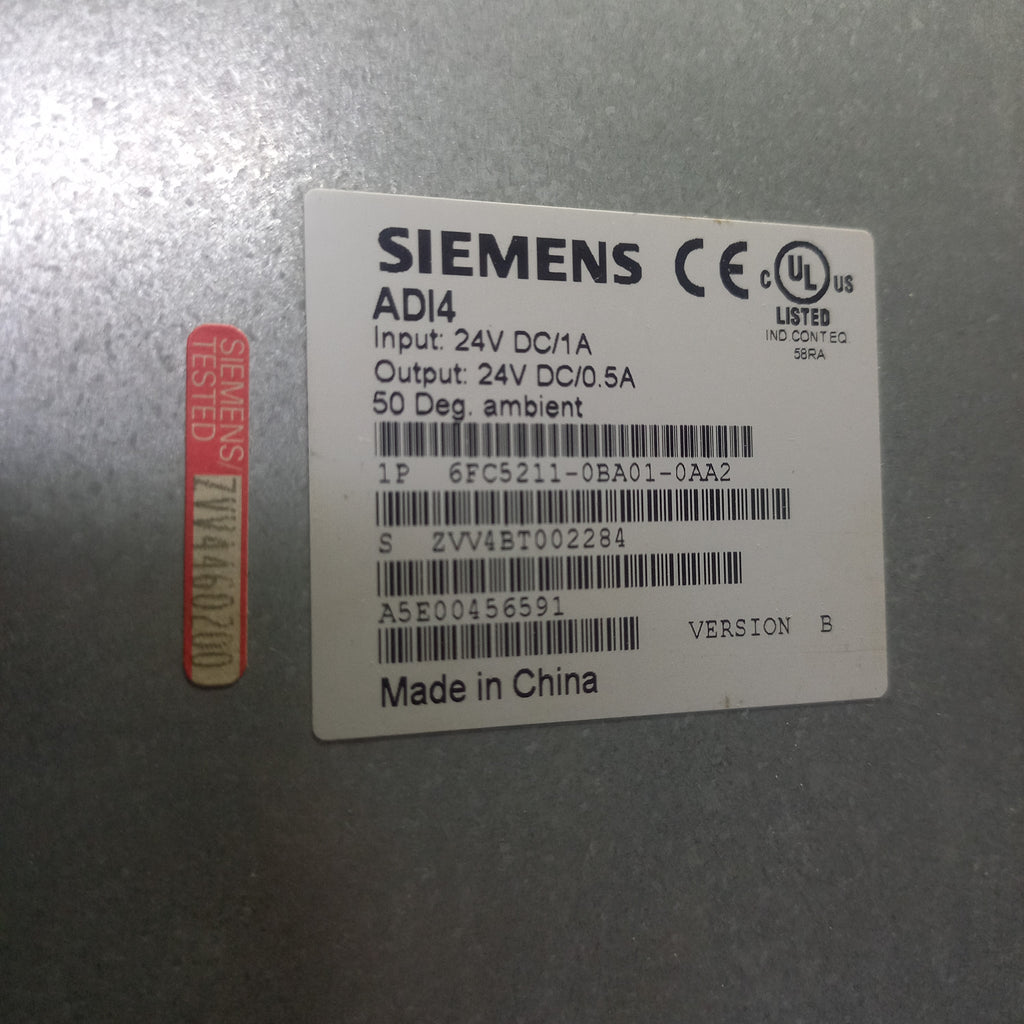 Specification sticker Siemens  | ADI4 | 6FC5211-0BA01-0AA2  | 6FC52110BA010AA2 
